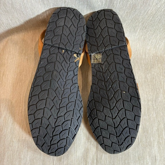 SOLILLAS Sz 41 Leather Avarca Menorca Slip On Slides Flats Tan Peep Toe Sandals - Picture 11 of 12